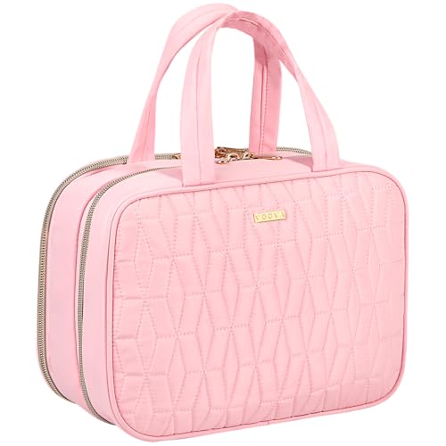 Voova Hanging Travel Toiletry Bag for Women Men, Waterproof Makeup Cosmetic Organizer Holder for Toiletries Accessories, Traveling Essentials,Shampoo,Full-Sized Container, Brushes Kit Set, Pink