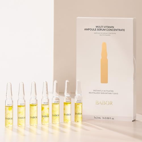 BABOR Multi Vitamin Ampoule Concentrate, Revitalize Dull Tired Skin, Vitamin A Increases Radiance, Vitamin C Evens Tone, Niacinamide Supports Skin Barrier, Vitamin Skincare Capsules, 7 Treatments