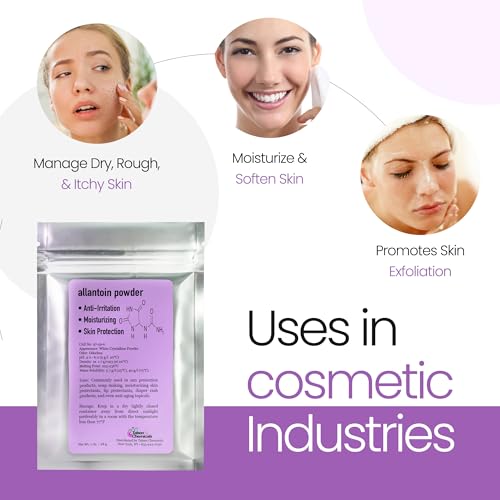 Allantoin Powder 2 Oz Cosmetic Grade for DIY Emulsion Cream Lotion Skin Care (2 oz. / 56 Grams), Allantoin Helps to Hydrate The Skin by Talsen Chemicals (Pack of 2)