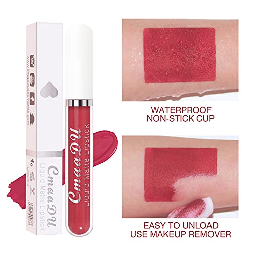 BONNIE CHOICE 18Pcs Matte Liquid Lipstick Set, Waterproof Long Lasting Non-Stick Cup Nude Lipstick Dark Red Lipstick for Women 24 Hour High Pigmented Lip Gloss Set Valentine's Day Gifts for Women