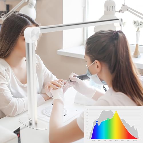 Nail Tech Lamp for Desk£¬30" 48W Professionals Led Light, Desk Lamp for Lash Eyelash Extension,Color Temperature 2700K-6000K, Full fold Makeup lamp,Salon&Home(Silver)