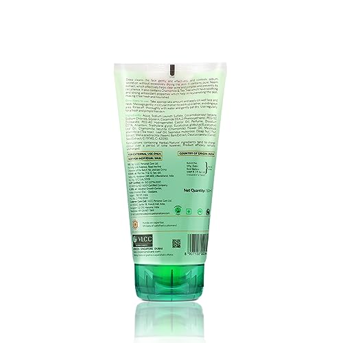 VLCC Neem Face Wash with Chamomile & Tea Tree | Anti-Acne Facial Cleanser with Soothing Properties | 5.07 Fl Oz/150 ml (Pack of 2)
