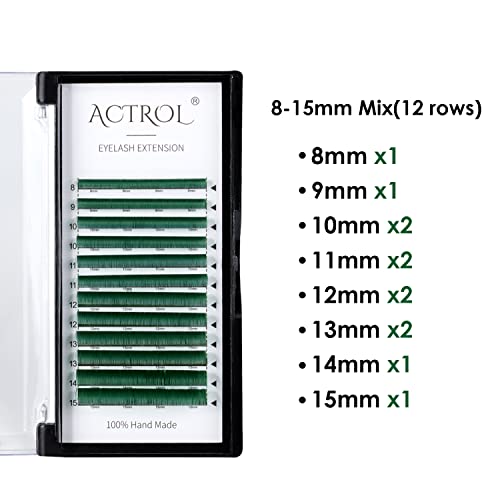 Colored Eyelash Extensions Easy Fan 8-15mm Mixed Dark Green D Curl Easy Fanning 0.07mm Self Premade Volume Lash