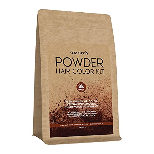 One N' Only Powder Hair Color Kit, Chocolate Brown, Permanent Color in Single Application, 100% Gray Hair Coverage without Lift, Just Add Water - No Developer Needed, Vegan and Cruelty Free