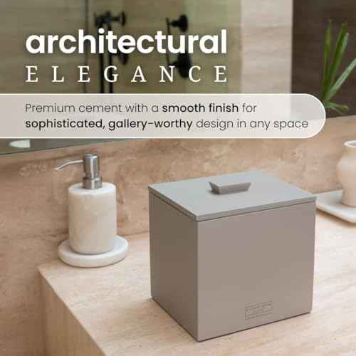 CLEAN SKIN CLUB Cement Box for 50 Disposable Clean Towels XL (Towels NOT Included), Concrete Container for Face Towelettes Bathroom Counter Storage, Cleansing Facial Dry Wipes - Taupe Stone
