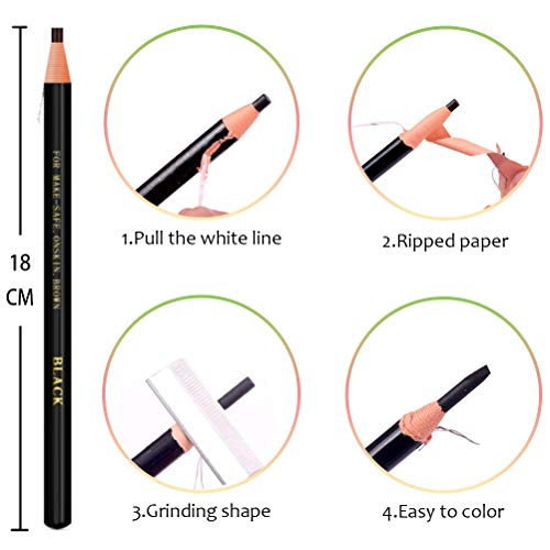 Eyebrow Pencil Shaper Eyebrow Pencil+6 Piece Dark Brown Waterproof Eyebrows Pencil Tattoo Makeup And Microblading Supplies Kit