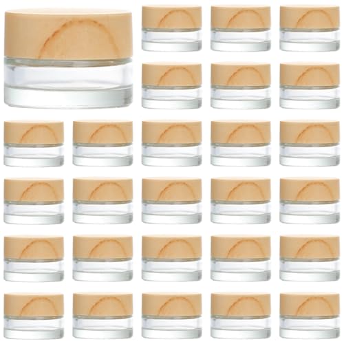 32 Pcs 5 Gram Glass Cosmetic Jars with Lids, Glass Cosmetic Containers, Refillable, Empty Sample Bottles for Lotions, Eye Cream, Balms, DIY Beauty