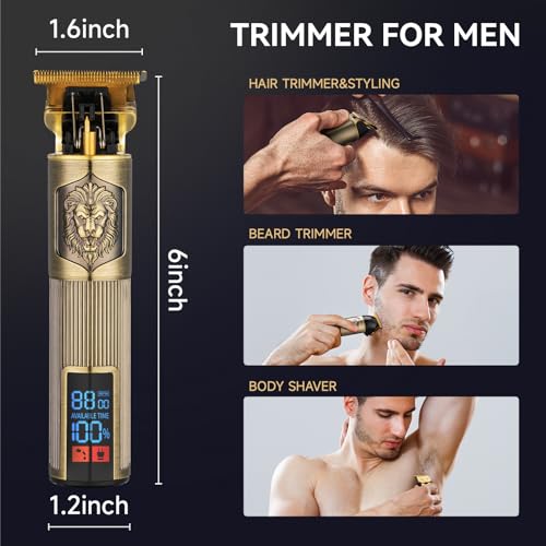 T-Blade Trimmer for Men Professional Hair Clippers Barber Beard Trimme Hair Trimmer with LCD Display T Liners Cordless Zero Gapped Shavers Edgers Clipper for Hair Cutting