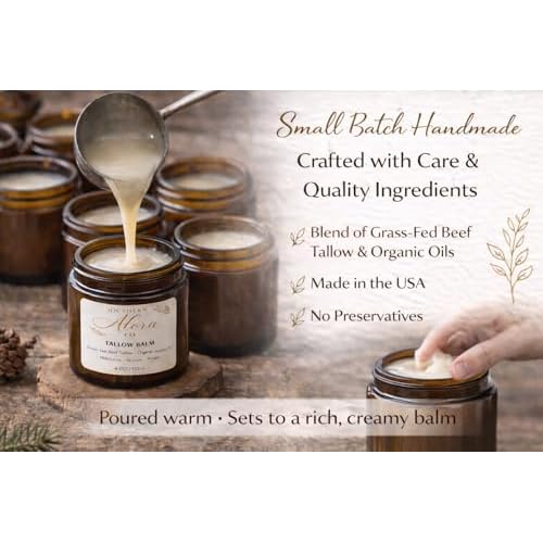 Grass Fed Beef Tallow Balm ?Tallow Moisturizer for Dry & Sensitive Skin ? Natural Face & Body Cream with Organic Jojoba Oil ? Unscented 4 oz