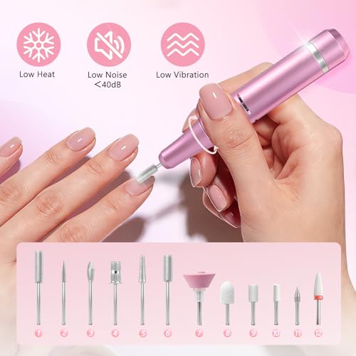 Professional 40000RPM Electric Nail Drill ? Cordless Rechargeable Nail File with UV Nail Lamp & Max 10H Battery Life | Multifunctional Nail Art Tools Kit for Gel Acrylic Removal & Home Salon