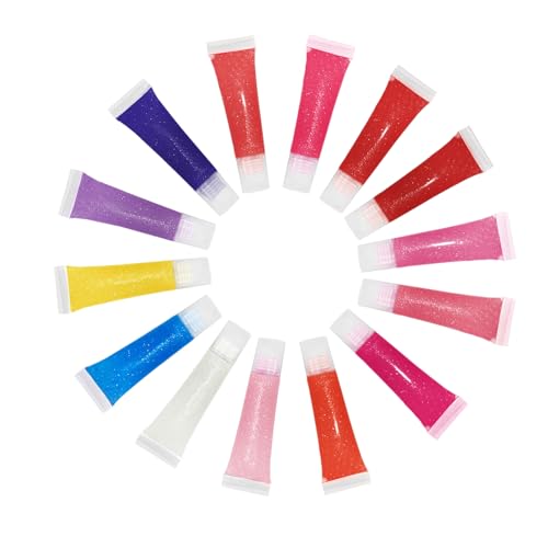Kids Lip Gloss Set, 14 Colors Girls Lip Gloss with Shimmer, Glossy Lip Gloss for Girls and Teens Age 5+, Birthday Party Favors Gifts, Non-Toxic Fruit Scented (6ml, 14 pcs)