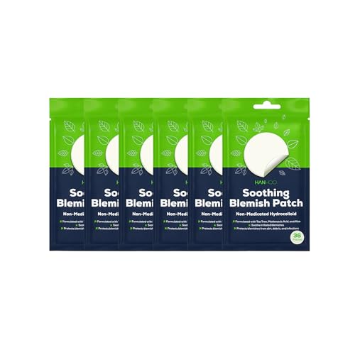 HANHOO Soothing Blemish Patch with Aloe, Madecassic Acid, and Tea Tree Extract | Hydrocolloid Spot Treatment | Calms Pre-stage, Irritated, and Popped Blemishes 216 count