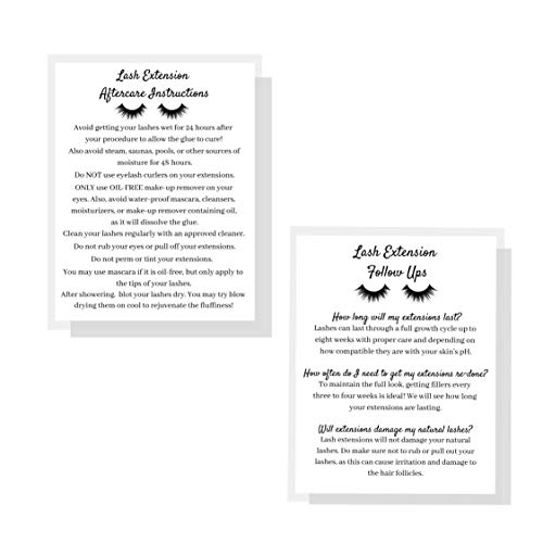 Lash Extension Aftercare Instruction Cards for Clients | Post Card Size 4.25 x 5.5¡± inches | 30 pack | Minimalist Black and White for Lash Artist Techs Client Business Cards