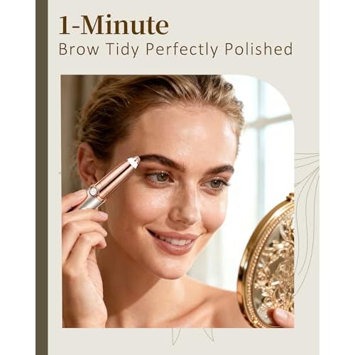 Eyebrow Trimmer for Women, Eyebrow Razor: Rechargeable Facial Hair Removal for Women with 2 Replacement Heads & LED Light, Electric Painless EyeBrow Shaver Hair Removal Device for Eyebrows/Lips/Face