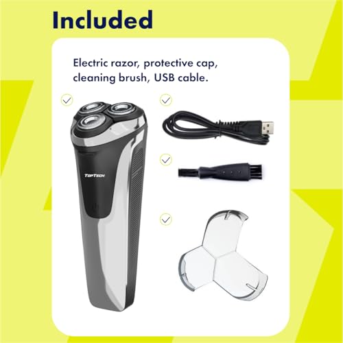 Electric Shaver for Men ? TT Comfort Line 9, Wet Dry Waterproof, Rotary Triple Head, USB-C Rechargeable Electric Razor, 60 Min Runtime, Pop-Up Trimmer