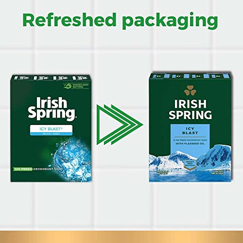Irish Spring Bath Bar, Icy Blast 3.75 Oz, 3 x 3.75 oz bars (Pack of 2)
