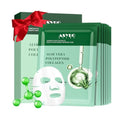 Pack of 10 Collagen Face Mask, Aloe Vera Polypeptide Collagen Facial Masks Skincare, Moisturizing Facial Sheet Mask for Acne, After Sun, Claming, Anti-Aging and Anti-Wrinkle