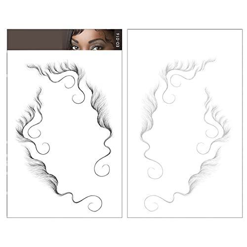 5 Sheets Temporary Tattoo Stickers for Hair Edge Smooth Waterproof Black Hairline Curly Bangs Tattoo Sticker