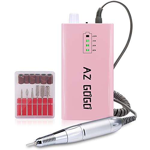 30000RPM Portable Nail Drill Machine, AZ GOGO Professional Rechargeable Electric Efile Nail Drill for Acrylic Nails, Manicure/Pedicure, Polishing, Cuticle - Salon or Home Use£¨Pink£©