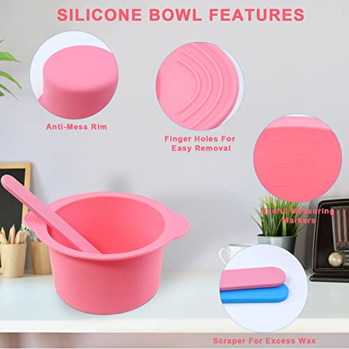 2Pcs Wax Pot Liner,Silicone Wax Warmer Liner with 2 Pcs Wax Sticks, Non-Stick Wax Pot Silicone Bowl Replacement,Reusable Wax Melt Liners Wax Warmer Liner Bowl for Hair Removal