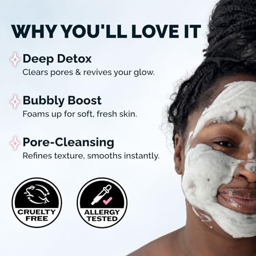 Elizabeth Mott Carbonated Bubble Detox Clay Mask ? Korean Skincare for Deep Pore Cleansing, Acne, Blackheads & Oil Control ? Charcoal Face Mask for Breakouts & Smooth Skin ? Cruelty-Free, 3.53 oz