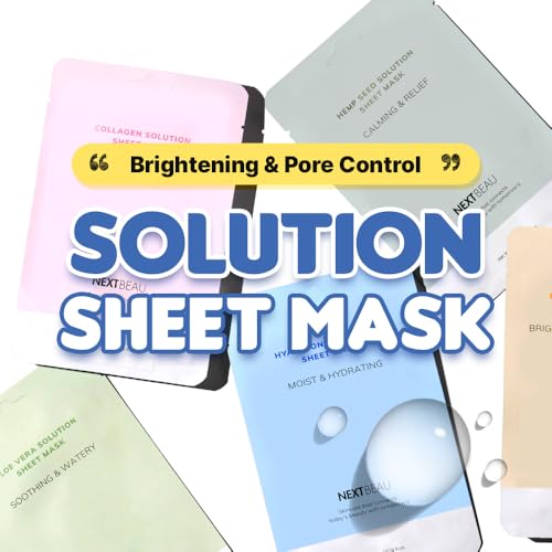 [PACK OF 20 Solution Sheet Mask Pack 5types x 4pc Aloe, Niacinamide, Collagen, Hemp seed, Hyaluronic Acid