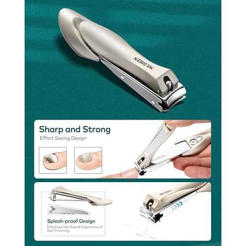 MR.GREEN 8-in-1 Manicure Set? Professional German Stainless Steel Nail Care Kit with Splash-Proof Nail Clippers, Toenail Clippers, Cuticle Tools, Travel Grooming Kit for Men & Women with Leather Case