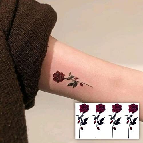 Temporary Tattoo Rose Red Flower for Women Body Arm Art Fake Fake Waterproof Tattoo Arm Hand Chest Shoulder Tattoo 11 Sheets