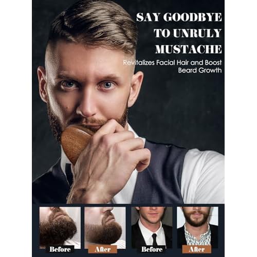 Beard Brush, Natural Boar Bristles Beard Brush for Men and Wooden Sandalwood Pocket Beard Comb Set, Facial Hair Grooming Kit with Mustache Scissors as a Styling Tool, Growth, Detangles, Shine