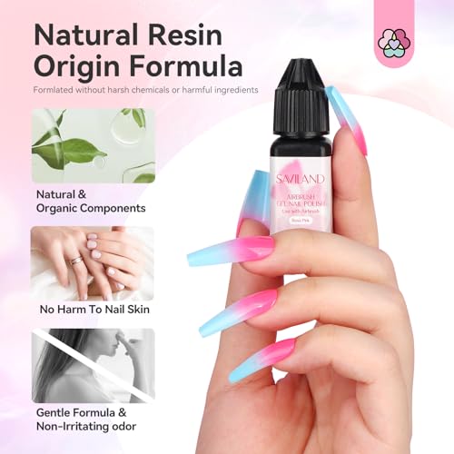 SAVILAND Airbrush Gel Nail Polish Set - New Formula12 Dilution-Free Vitality Colors, Non-Acetone Fine Mist for French & Ombre Nail Art, Home Salon Nail Set