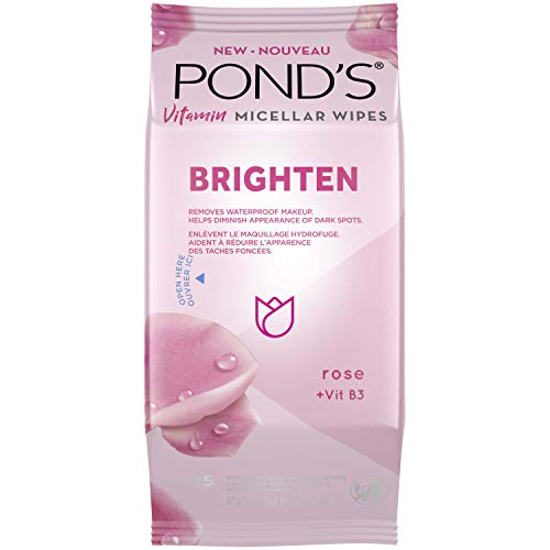 Pond's Vitamin Micellar Wipes For Dark Spots Brighten Rose Removes Waterproof Makeup 25 Wipes
