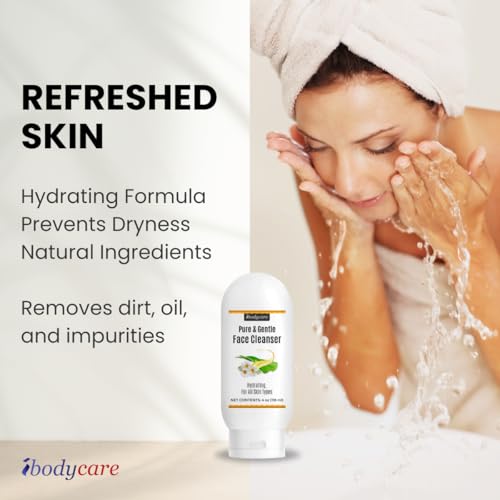 Aloe Chamomile Face Cleanser for Sensitive Skin, Sulfate Free, Paraben Free, Fragrance Free, Daily Face Wash, Gentle Natural Cleanser for Women and Men, 4 oz