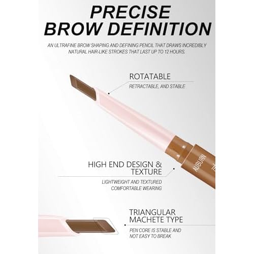 MAEPEOR Eyebrow Pencil 6 Colors Define Shape and Fill Brows with Brush, Longwearing Eye Brow Pencil for Soft Textured Natural Daily Look (05 Dark Brown)