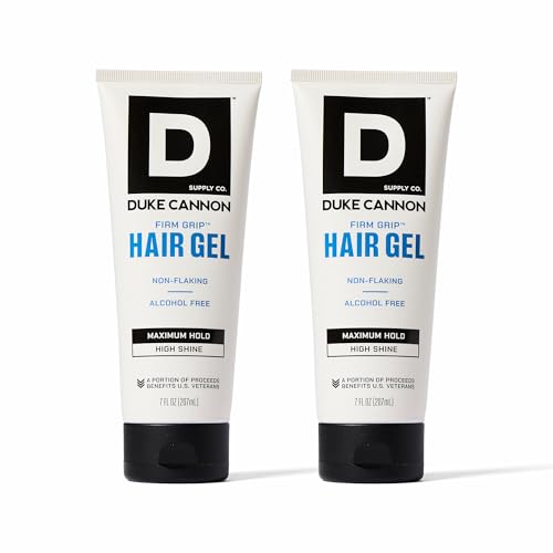 Duke Cannon Firm Grip Hair Gel, 7 oz ? Maximum Hold, High Shine, Alcohol-Free, Water-Based Formula with Coconut Oil & Oat Extract, Ideal for Short to Medium Styles