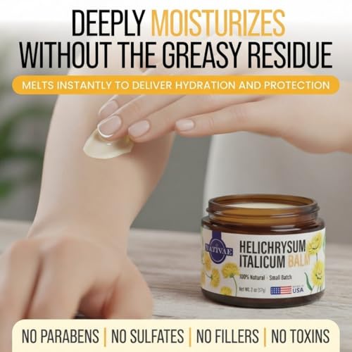 Helichrysum Balm ? Helichrysum Italicum Essential Oil Skin Cream for Bruises, Veins, Burns & Redness ? Soothing Healing Moisturizer for Face & Body