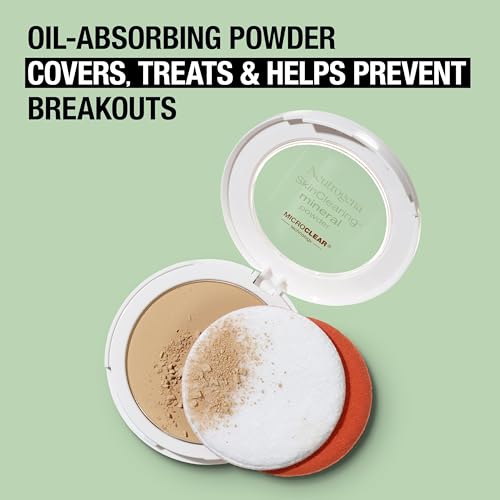 Neutrogena SkinClearing Pressed Mineral Powder Compact for Acne Prone Skin, Oil Absorbing Acne Makeup with Salicylic Acid helps to Cover, Treat & Prevent Breakouts, Buff 30,.38 oz