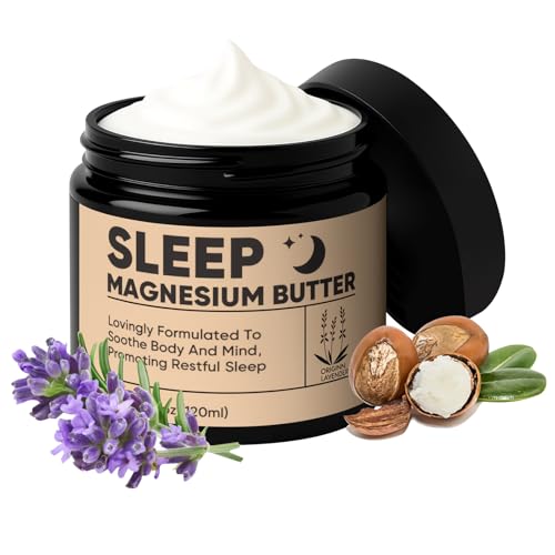 WZI Magnesium Butter for Sleep - Magnesium Cream with Shea & Mango Butter, Arnica & Essential Oils, Nighttime Magnesium Lotion for Leg, Foot, Original Lavender, 4oz