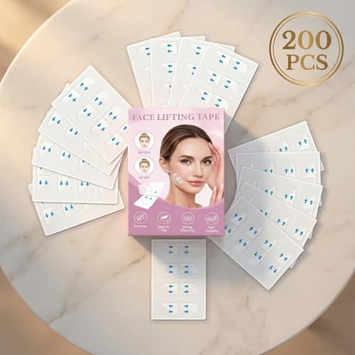 Face Tape Lifting Invisible, Neck Lift Tape, 200PCS V-Shaped Instant Face Lift Tape & Anti-Wrinkle Tape for Sagging Skin, Jowls, Neck, Double Chin, Super Thin Breathable.