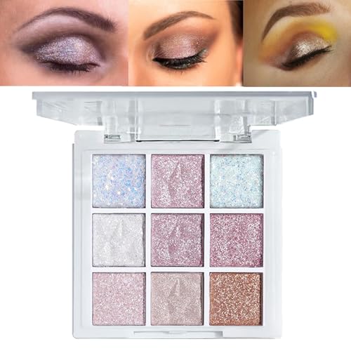 9-Color Glitter Eyeshadow Palette Set ? High Pigment Matte & Shimmer Eye Shadow Powder, Creamy Waterproof Long-Lasting Makeup Palettes for Natural to Bold Eye Looks,25# Snow White