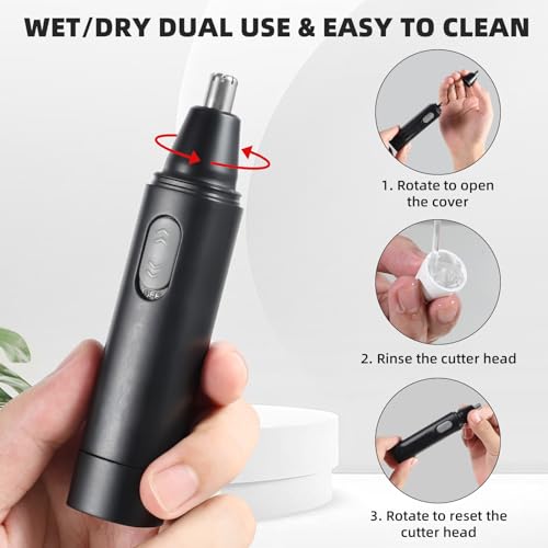 Nose and Ear Hair Trimmer Clipper, Professional Nose Hair Trimmer for Men, Easy to Clean (Black)