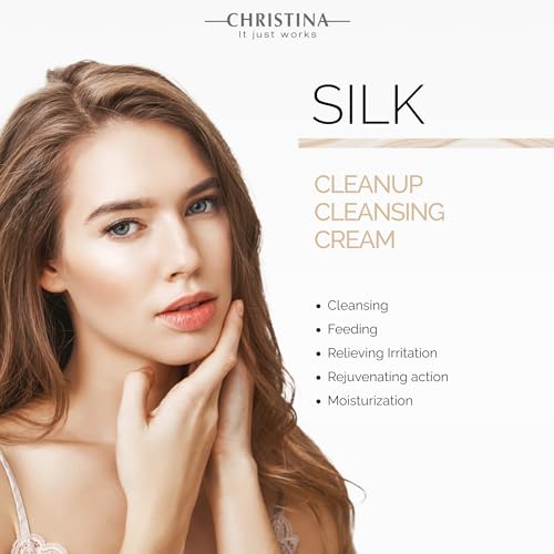 Christina Silk CleanUp Cleansing Cream for Face | Oil-Free Gel Texture, Relieves Irritation, Moisturizing Effect, Suitable For Dry & Sensitive Skin | 24-Hour Care, Ideal for Face Makeup Removal 120ml