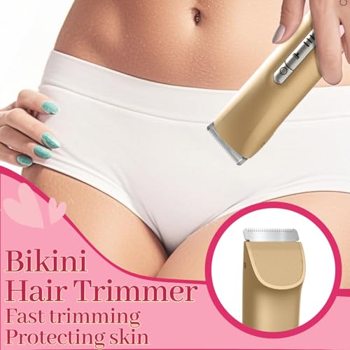 Bikini Trimmer for Women£¬2 in 1 Electric Shaver Dual Head Bikini Trimmer for Women IPX7 Waterproof Body Hair Trimmer and Facial Hair Remover for Bikini Leg Arm Body Face, Rose Gold 003