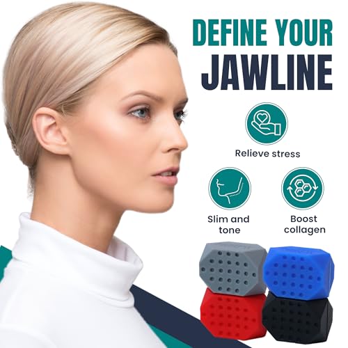 Jaw Exerciser for Men & Women ? 4-Level Resistance Jaw Trainer for Men & Women ? Food-Grade Silicone Double Chin Reducer ? 8 Piece Kit with Carry Cases ? Compact Mewing Jawline Shaper for Women