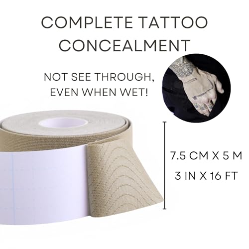 Tattoo Cover Up Tape | Perfectly Sticky & Full Coverage| 7.5 cm x 9 m |Waterproof & Breathable | Ultra Thin, Ideal for Covering Big Tattoos (light)