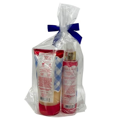 Bath & Body Works GINGHAM ALL-AMERICAN Foaming Body Scrub & Diamond Shimmer Mist 2pc Gift Set with a Blue-Ribbon Bow ? Festive Full-Size Duo for Holidays
