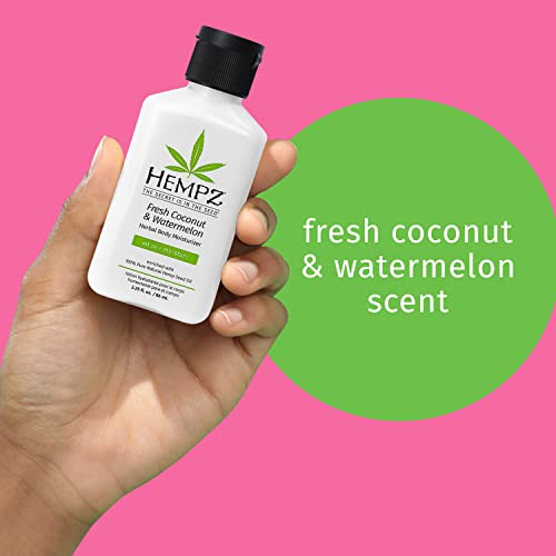 Hempz Herbal Body Moisturizer, Pearl White, Fresh Coconut/Watermelon, 2.25 Ounce (Pack of 4)