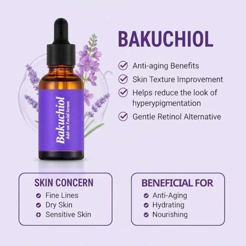 Bakuchiol Serum for Face - DIY Mix-in Concentrate - Korean Bakuchiol Plumping Serum - Customizable Retinol Alternative Add-On for Skincare Routines