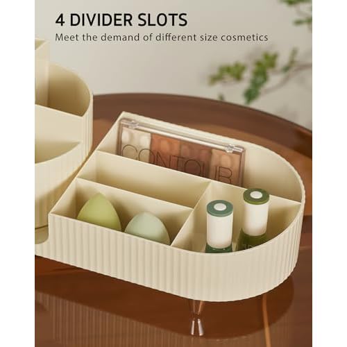 Syntus Makeup Organizer Countertop, Rotating Makeup Brush Holder Large Capacity Cosmetic Display Cases, Spinning Storage Holder for Vanity, Desk, Skincare, Perfume Organization