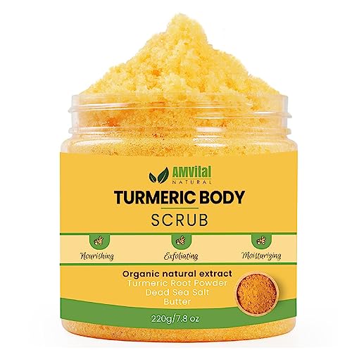 AMVital Turmeric Skincare Set - Scrub, Serum, Cream - Handcrafted, All-Natural - Suitable for All Skin Types