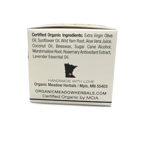 Organic Meadow Herbals Wild Yam Root Cream - USDA Certified Organic Balancing Cream for PMS & Menopause Relief - Estrogen & Progesterone-Free. Handmade by us. Woman-owned & Operated Since 1994 (2 oz)